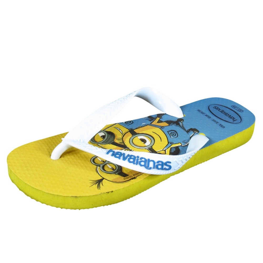 Havaianas Minions Youth Unisex Sandals Size 3-4Y Casual Beach Pool Yellow Blue